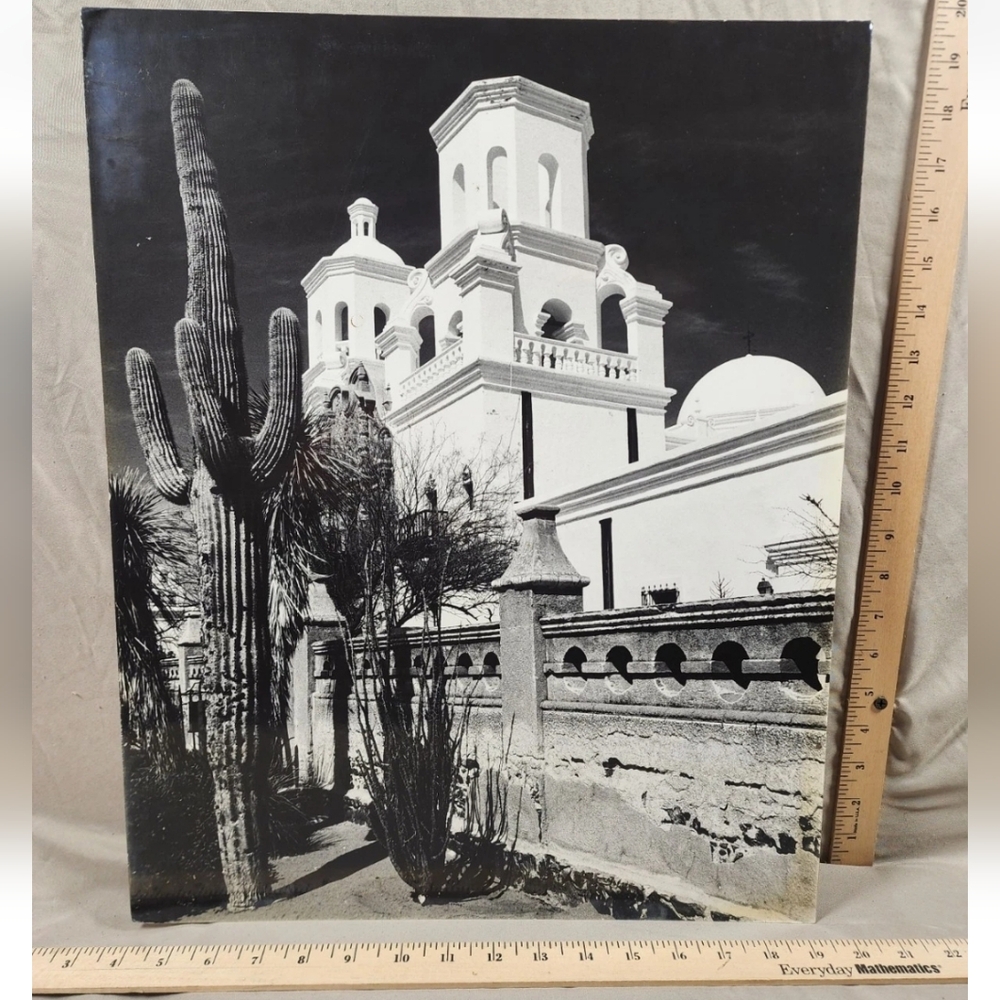 Antique Large Photo Art Print Poster San Xavier Del Bac Mission Tucson AZ